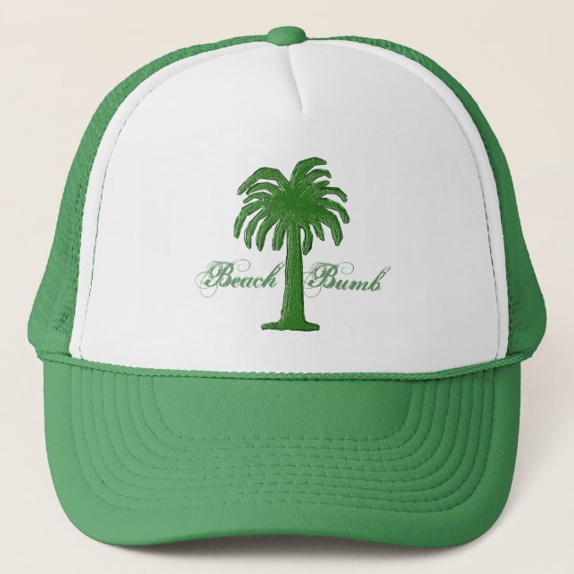 Casquette Palm Tree/Plage Bumb Design Vert 1 (Devant)