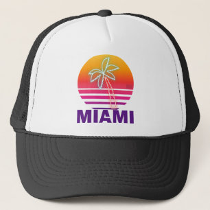 Casquette Palmier au néon Miami fier de plage de coucher du
