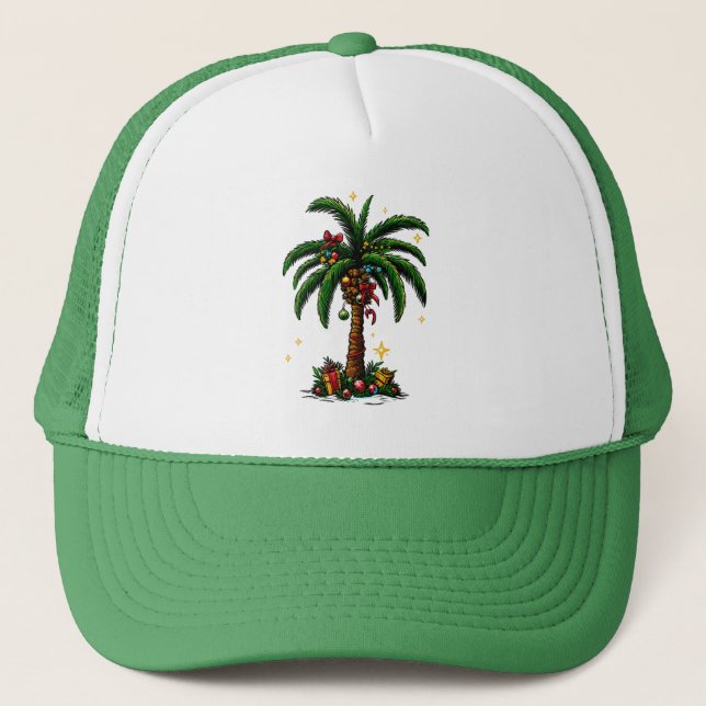 Casquette Palmier de Noël, Beach Aloha Noël (Devant)