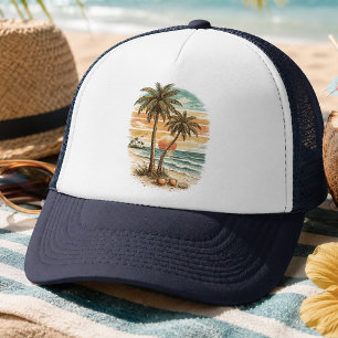 Casquette Palmier - Style Rétro Plage Tropicale Soleil Été