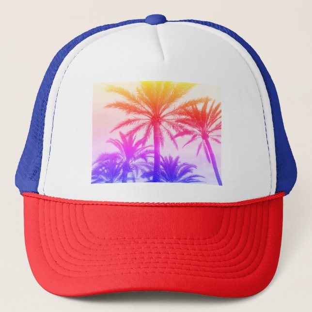 Casquette palmier tropical dans l'ambiance estivale rétro né (Devant)