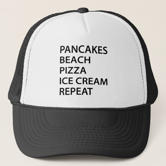 Casquette Pancakes Beach Pizza Ice Cream Repeat (Devant)