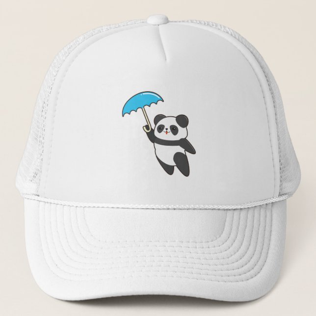 Casquette Panda à la pluie avec parapluie (Devant)