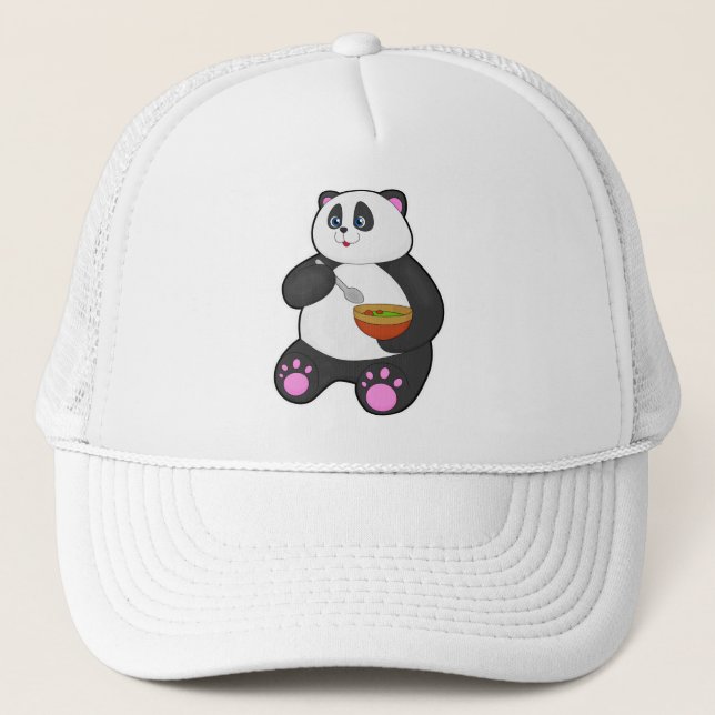 Casquette Panda à manger avec cuillère et bol (Devant)