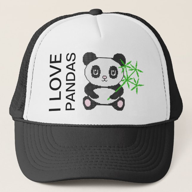 Casquette Panda à points croisés drôle (Devant)