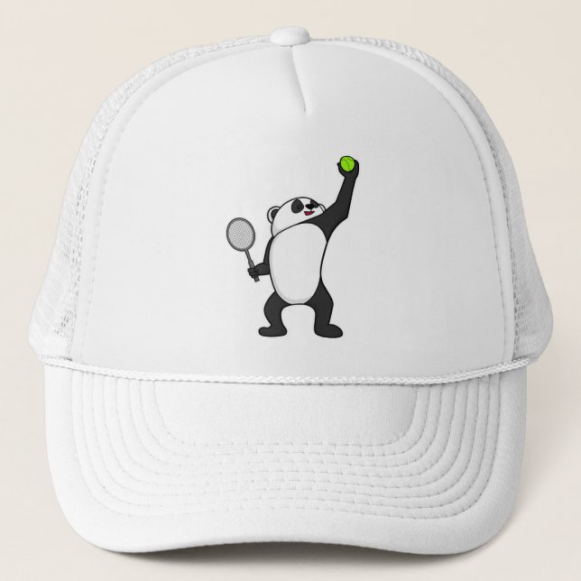 Casquette Panda au Tennis avec raquette de tennis (Devant)