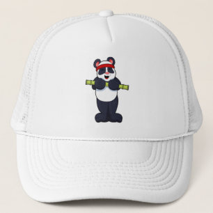 Casquette Panda au travail avec le poids du bambou