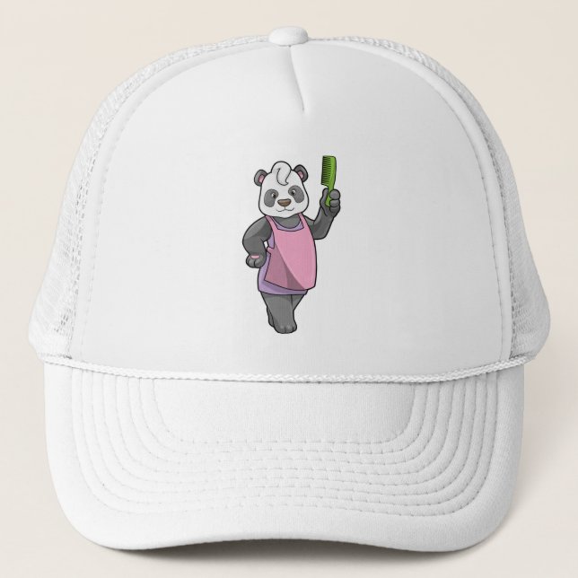 Casquette Panda comme coiffeur avec peigne (Devant)