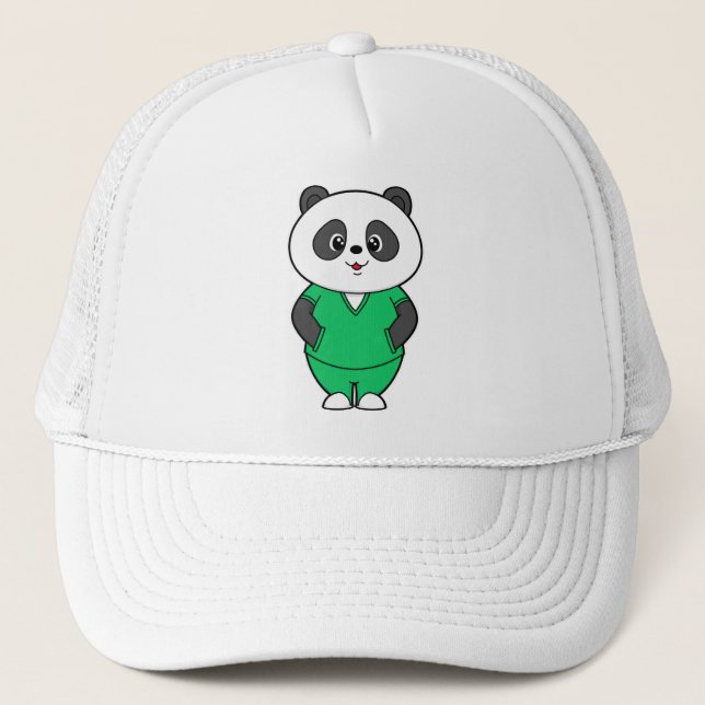 Casquette Panda comme infirmière avec fumée (Devant)