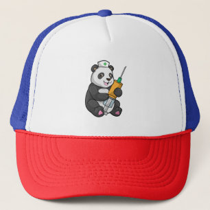 Casquette Panda comme infirmière avec seringue