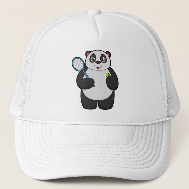 Casquette Panda comme joueur de tennis avec raquette de tenn (Devant)