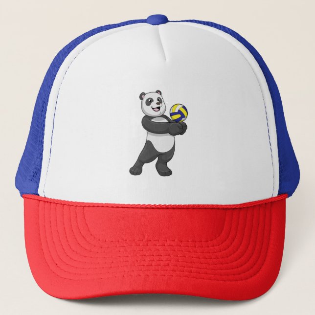 Casquette Panda comme joueur de volleyball avec volleyball (Devant)