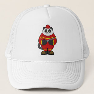 Casquette Panda comme pompier avec tuyau