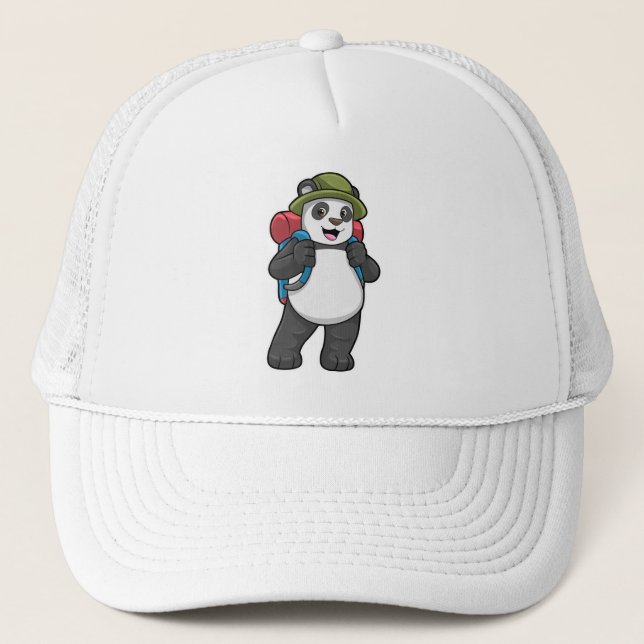 Casquette Panda comme randonneur avec sac à dos (Devant)
