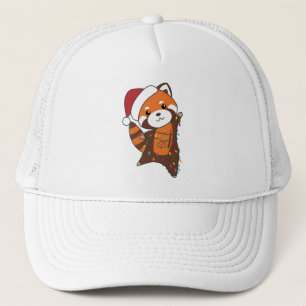 Casquette Panda Rouge Noël Neige Animaux d'hiver Pandas