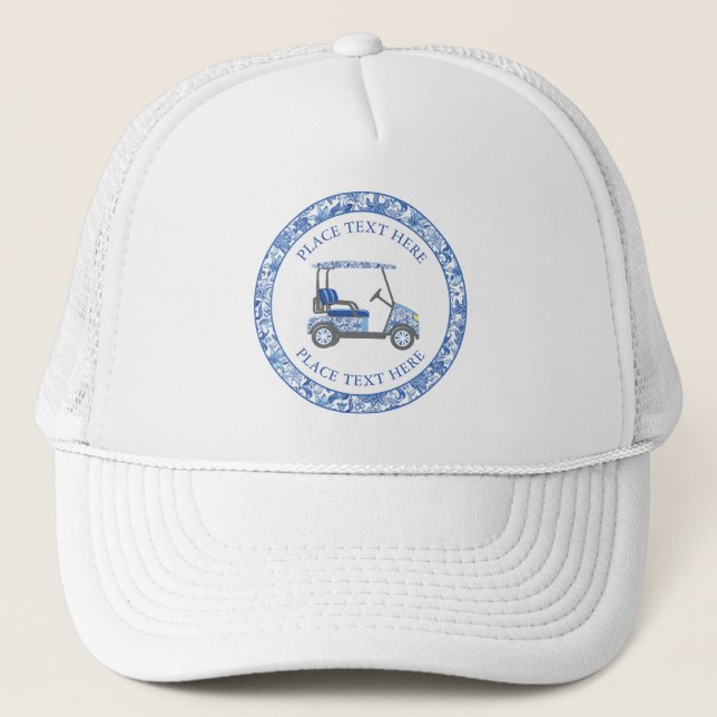 Casquette Panier de golf Fleurs Bleues et Blanches Prépa (Devant)