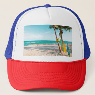 Casquette Panneaux de surf sur la plage lancer oreiller