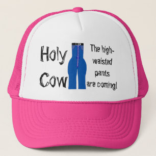 Casquette Pantalon Taille Haute Bleu Denim Humour Rétro