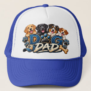 Casquette Papa Chien Quatre Chiens Empreinte de Patte Bleue