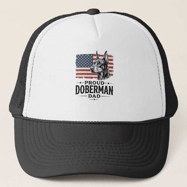 Casquette Papa Doberman fier conception de vecteur de drapea (Devant)