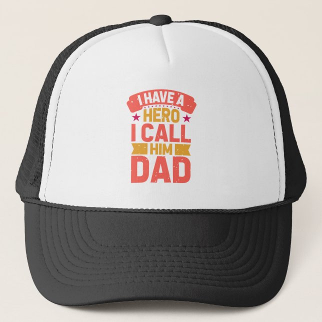 Casquette Papa est mon héros Anniversaire ou Fête des pères  (Devant)