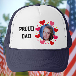 Casquette Papa fier Texte personnalisé avec photo Cœurs Pers