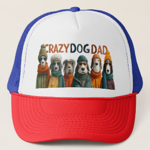 Casquette "Papa fou de chien" avec des chiens en vêtements d