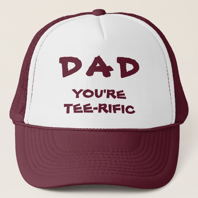 Casquette Papa Tu es Tee-Rific Golf Pun Maroon Et Blanc (Devant)