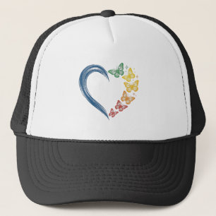 Casquette Papillon arc-en-ciel cœur design de gravure vintag