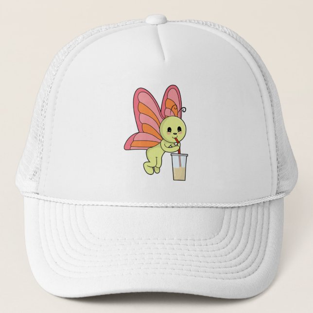 Casquette Papillon avec Boire et Boire paille (Devant)