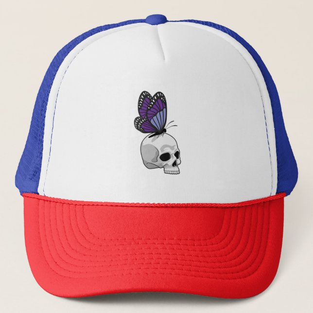 Casquette Papillon avec crâne (Devant)