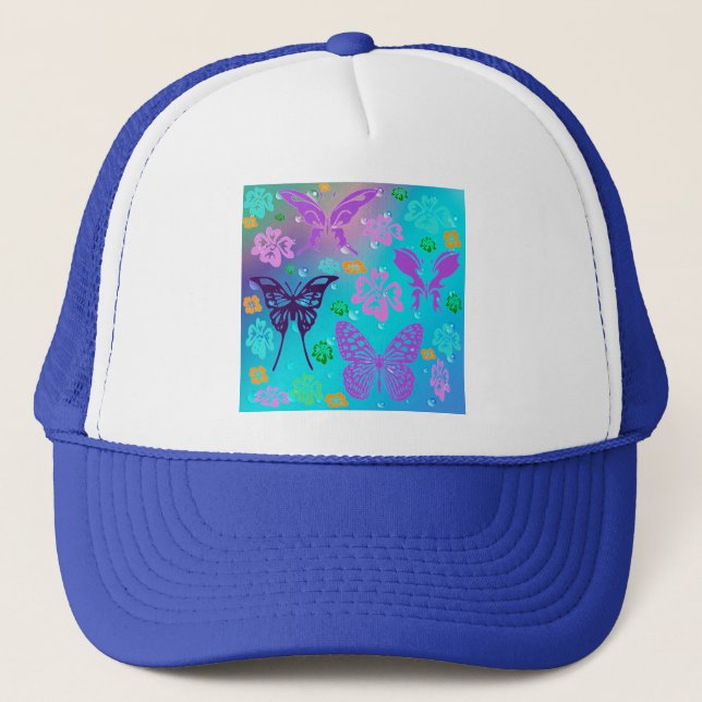 Casquette Papillon Beau Aloha Fleur de Mariage Hawaïen (Devant)