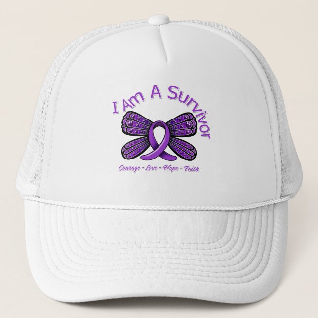 Casquette Papillon de la violence domestique Je suis un surv (Devant)