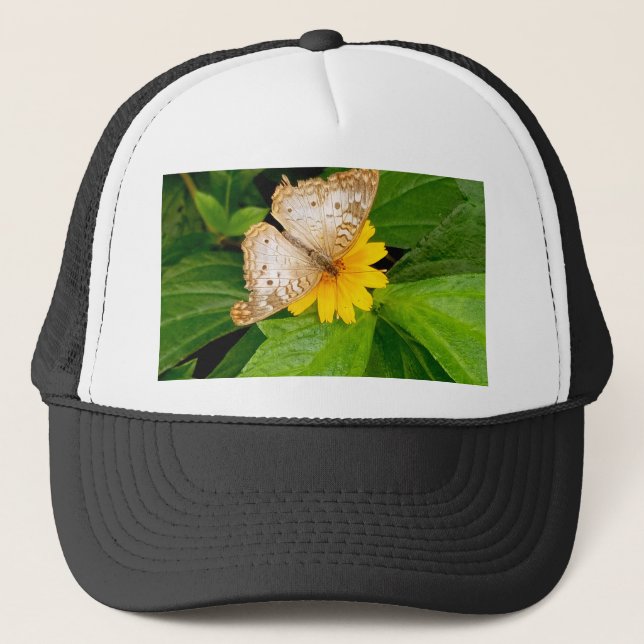 Casquette papillon jaune blanc (Devant)