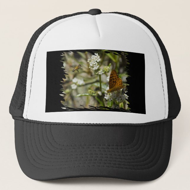 Casquette Papillon orange et abeille (Devant)