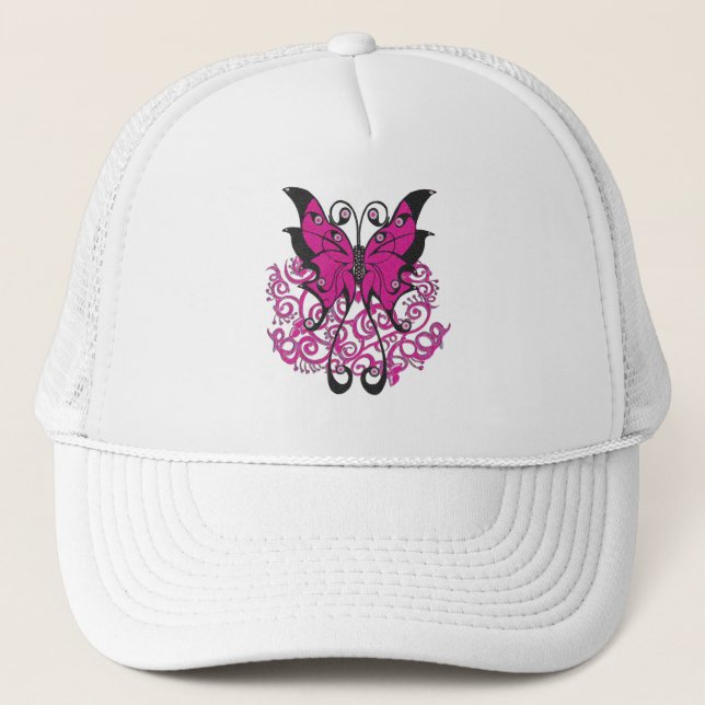 Casquette Papillon rose (Devant)