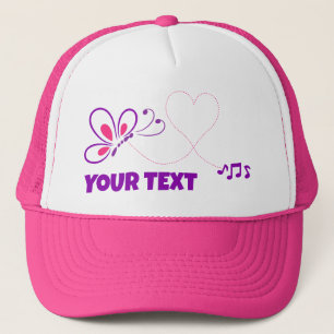 Casquette Papillon rose et violet Cœur personnalisé