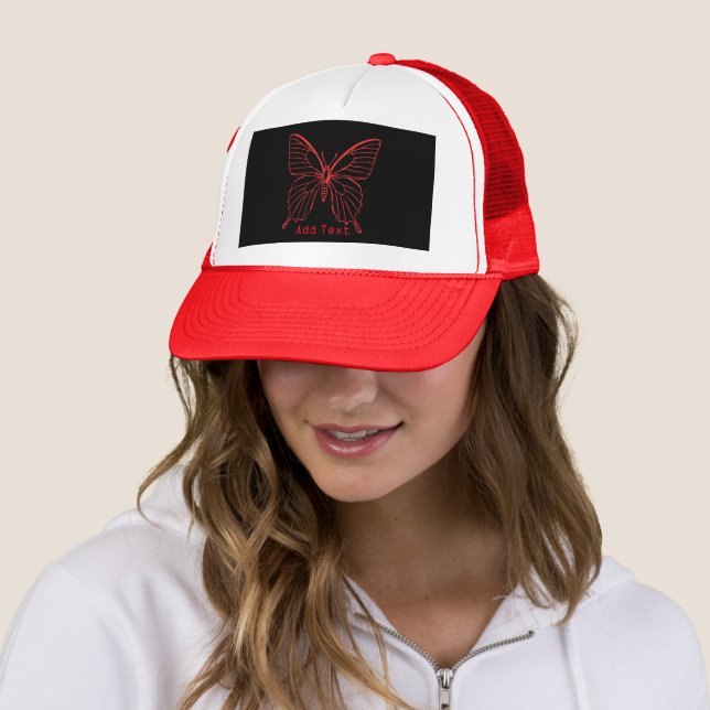 Casquette Papillon rouge Ajouter Texte imprimé mignon Beau-C (En situation)
