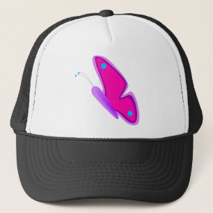 Casquette Papillon volant violet rose mou dessin
