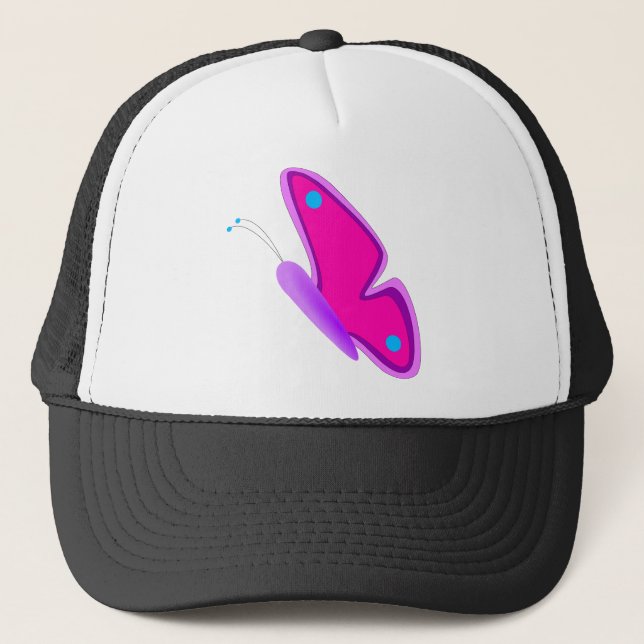 Casquette Papillon volant violet rose mou dessin (Devant)
