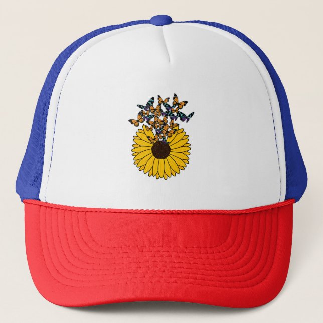 Casquette Papillons au tournesol (Devant)