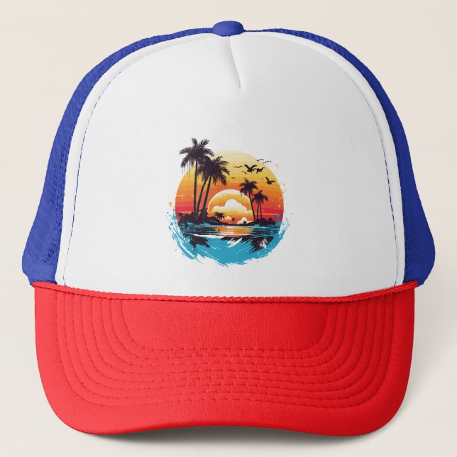 Casquette Paradis du coucher de soleil tropical (Devant)