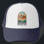 Casquette Parc national des Arches Double Arche Vintage<br><div class="desc">Arche la conception d'oeuvres vectorielles. Le parc se trouve au nord de Moab dans l'État de l'Utah. Bordé par le fleuve Colorado,  dans le sud-est,  il est connu comme le site de plus de 2 000 arcs naturels en grès.</div>