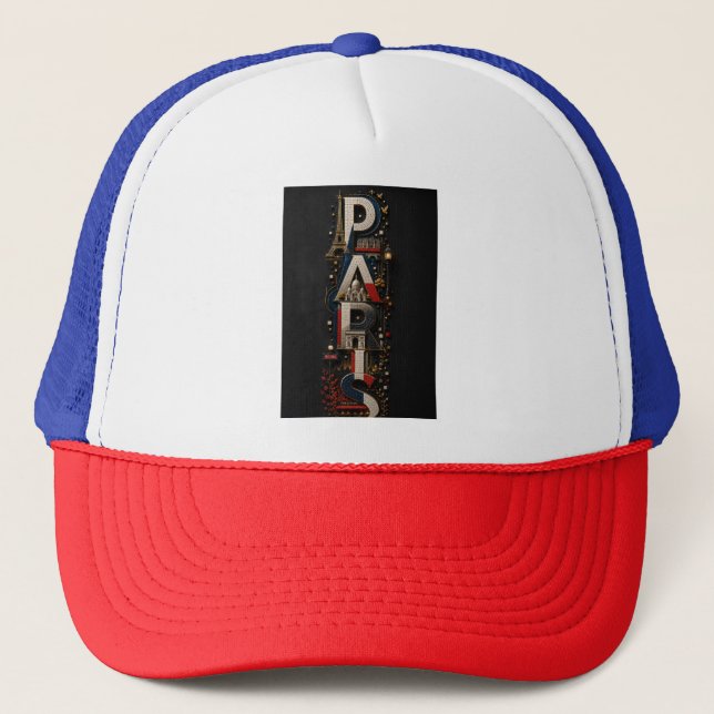 Casquette Paris – Mosaïque Micro 3D Verticale aux Couleurs F (Devant)