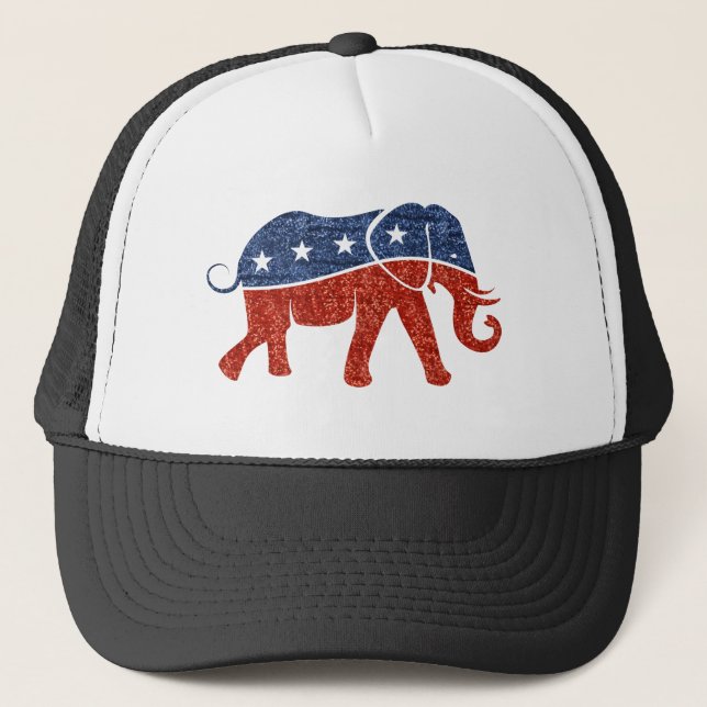 Casquette parties scintillant de l'éléphant républicain (Devant)