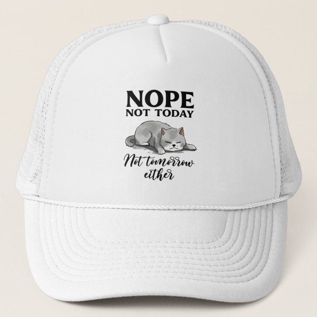 Casquette Pas aujourd'hui, pas demain - Chat endormi (Devant)