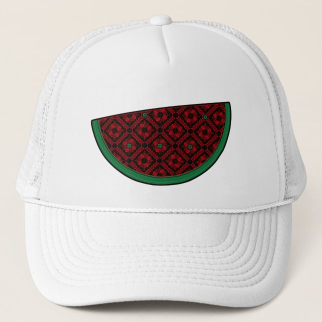 Casquette Pastèque de Palestine Broderie tatreez rouge (Devant)