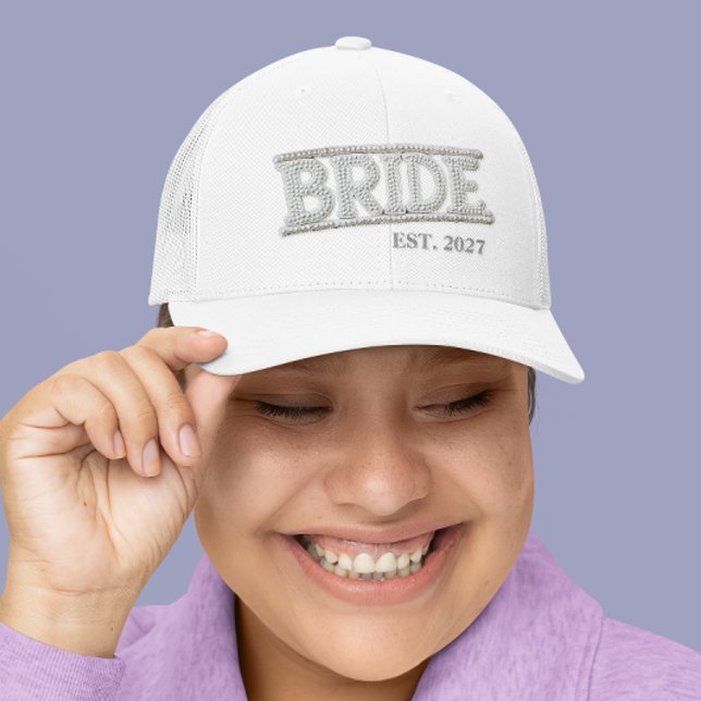 Casquette Patch Faux Pearl Brodé de mariée (Créateur téléchargé)