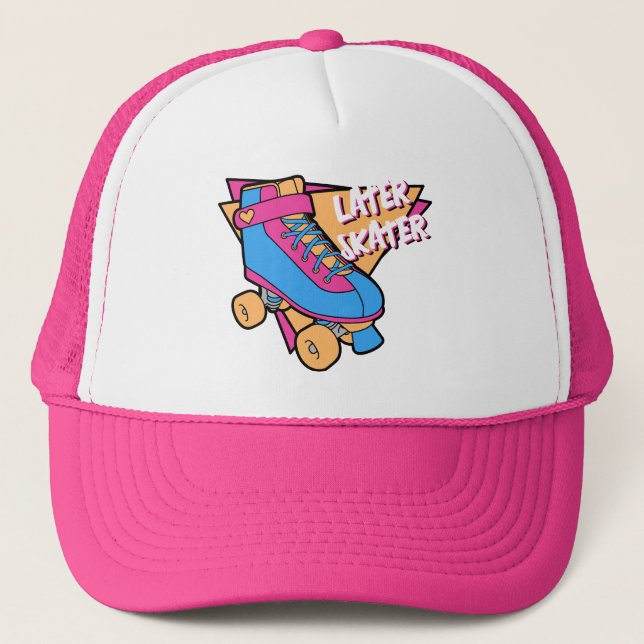 Casquette Patinage ultérieur Pink Blue 80s Cartoon Roller Sk (Devant)