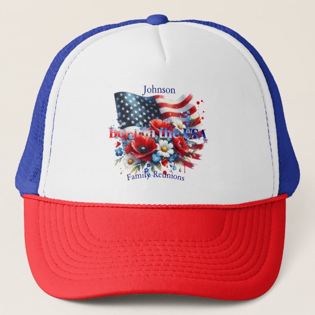Casquette Patriotic Born in the USA Personalizable Family (Devant)